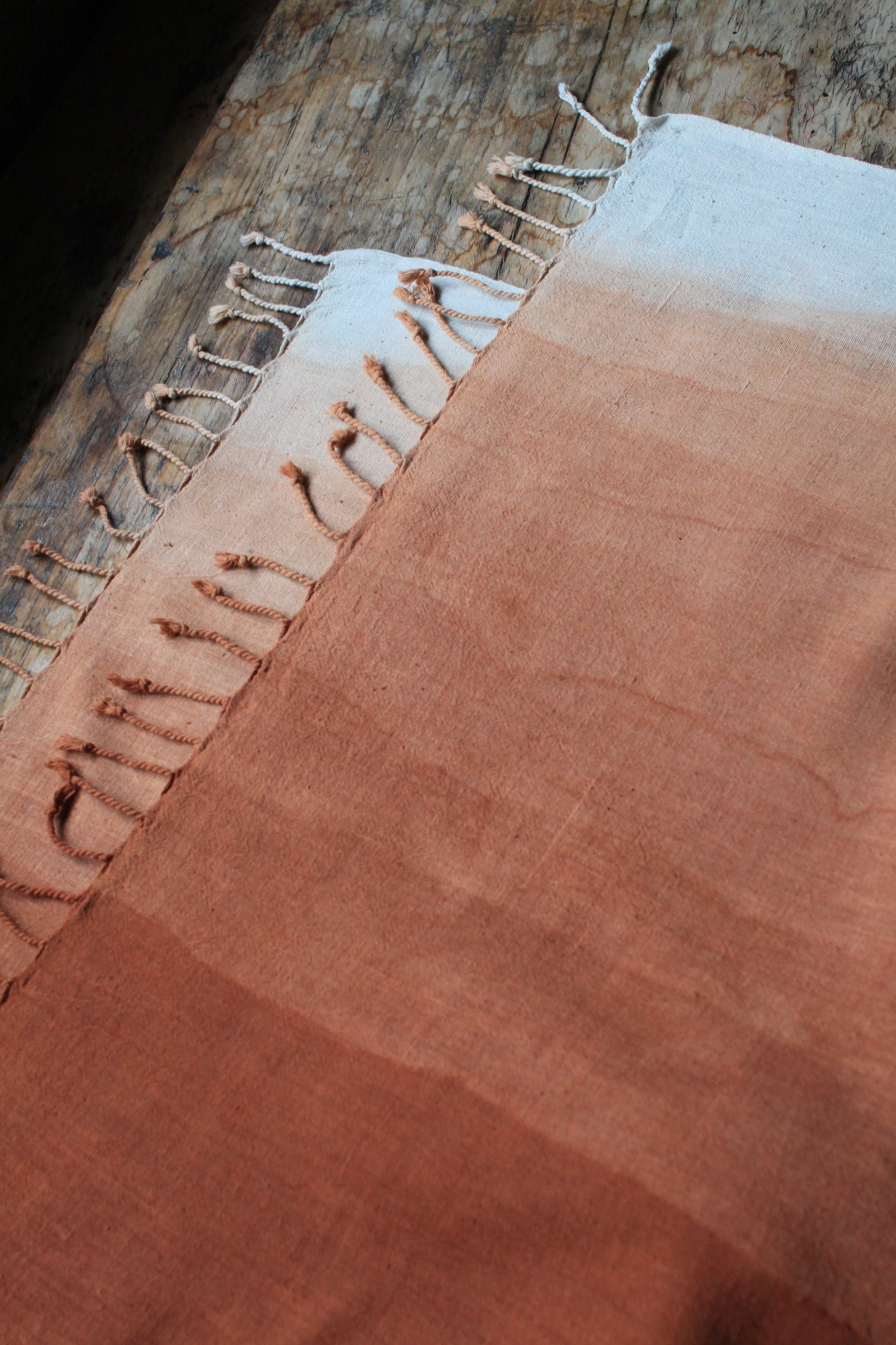 Foulard en coton biologique -dégradé terracotta- 200x60cm