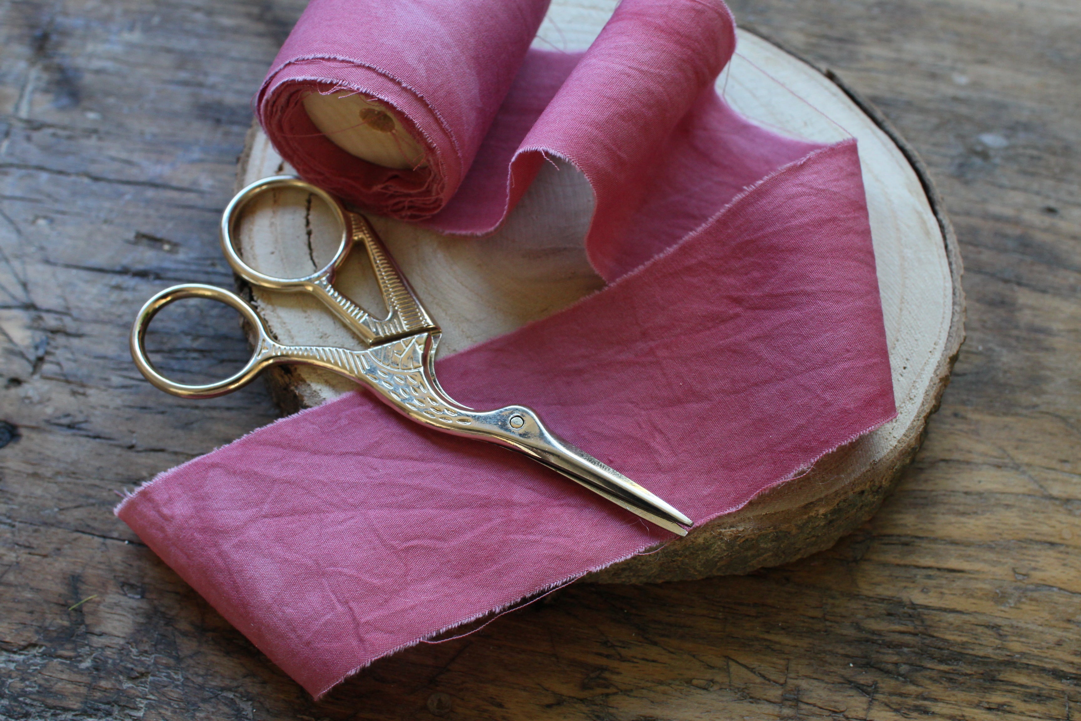 Ruban en popeline de coton - couleur "rose indien" - largeur 5cm, longueur 2,5m
