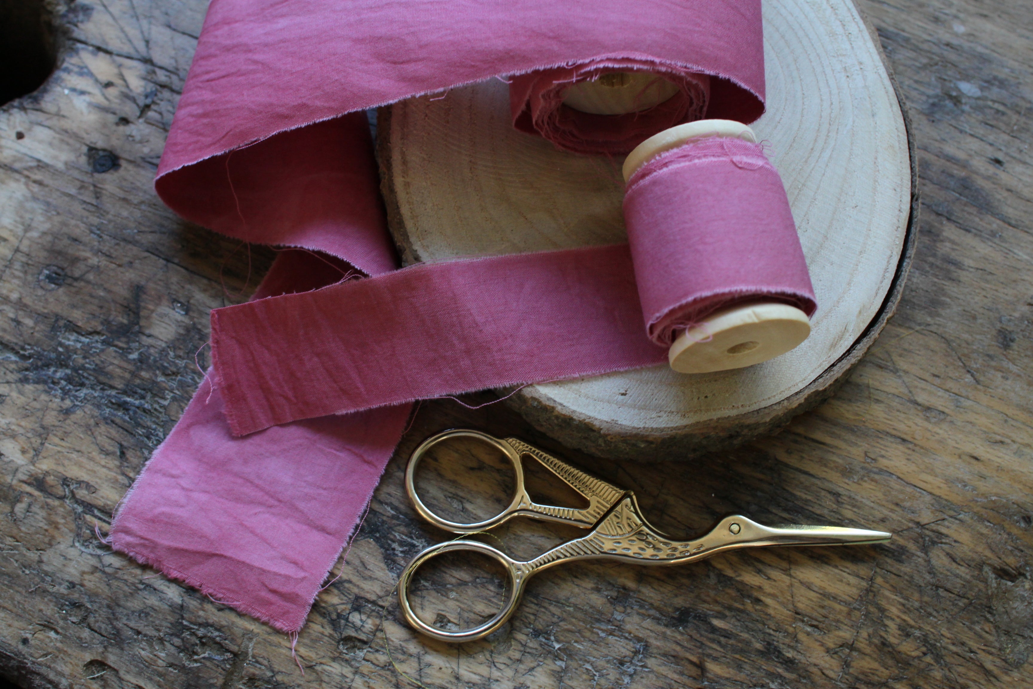 Ruban en popeline de coton - couleur "rose indien" - largeur 3cm, longueur 2,5m