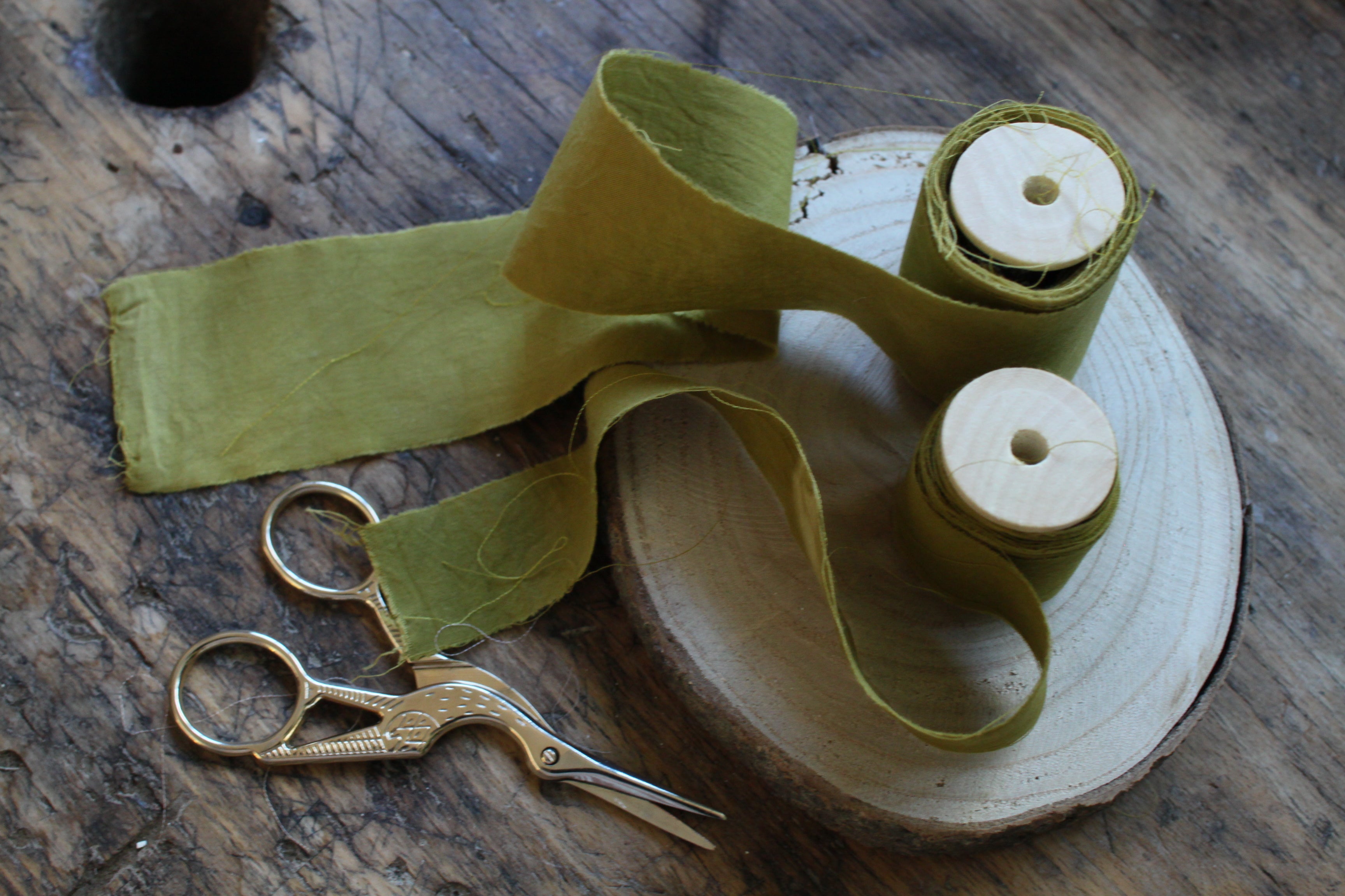 Ruban en popeline de coton - couleur "vert mousse" - largeur 3cm, longueur 2,5m