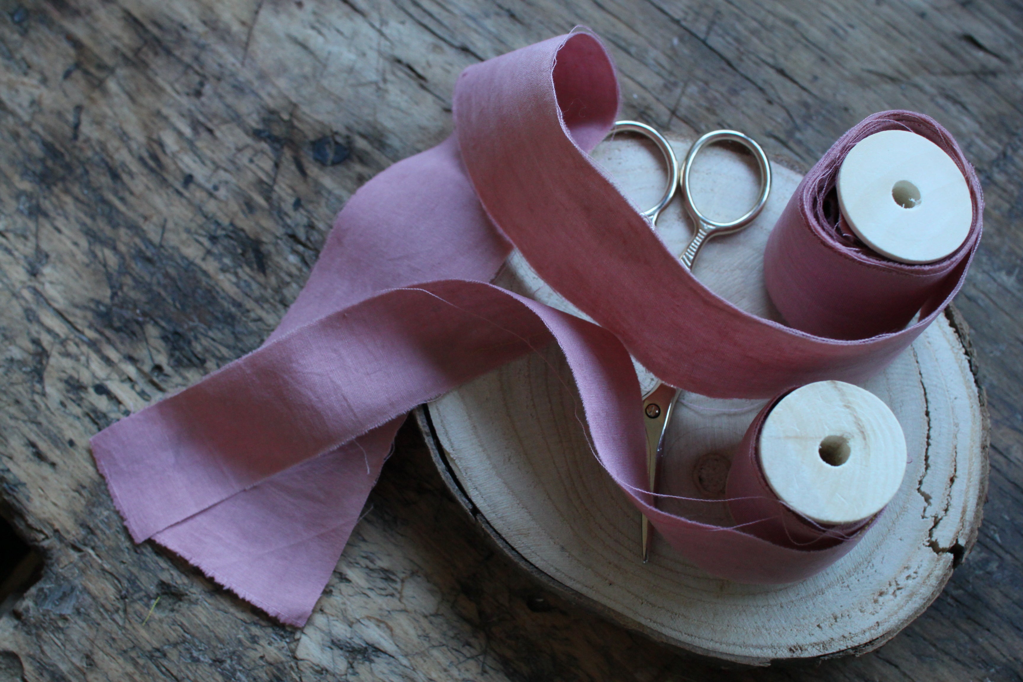 Ruban en popeline de coton - couleur "rose ancien" - largeur 3cm, longueur 2,5m