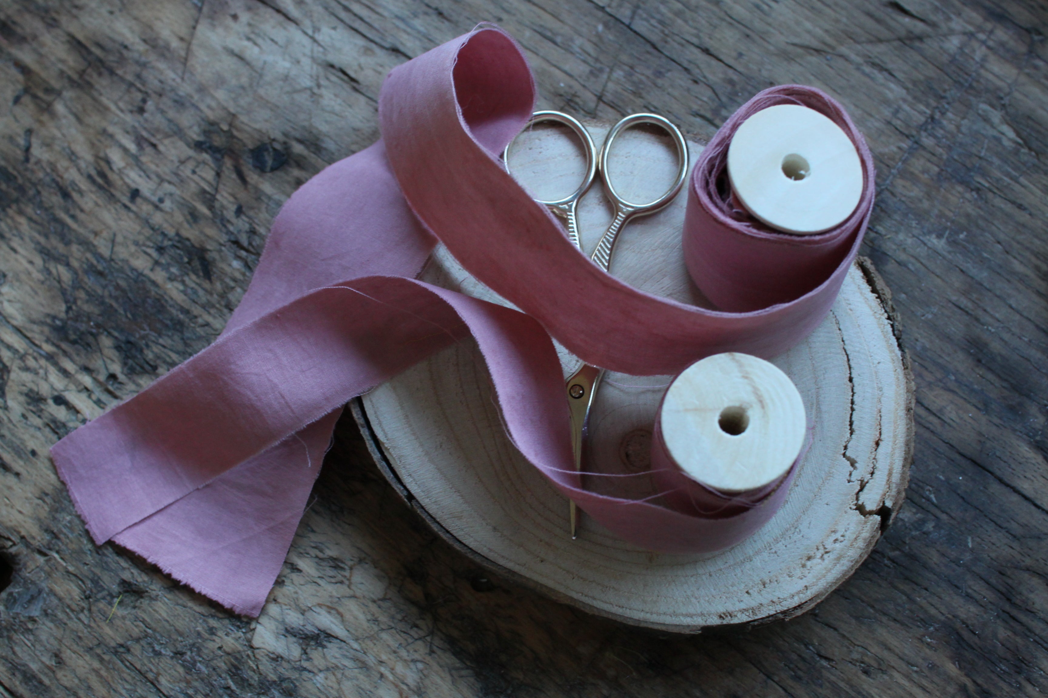 Ruban en popeline de coton - couleur "rose ancien" - largeur 5cm, longueur 2,5m